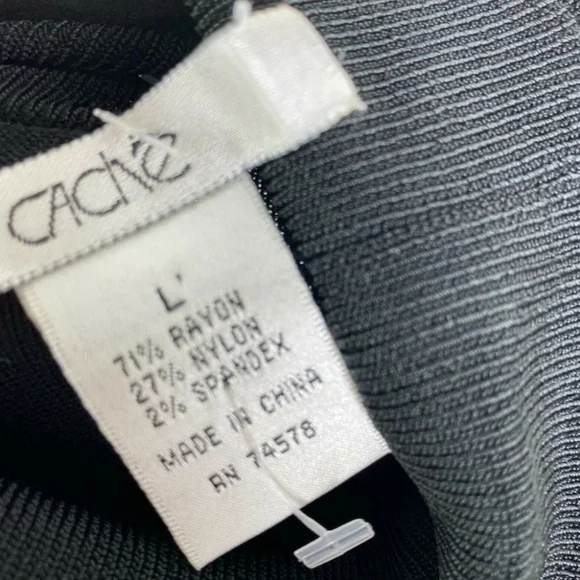 Vintage Cache Faux Wrap LS Ribbed Fitted Bodycon Turtleneck Keyhole - Picture 6 of 6